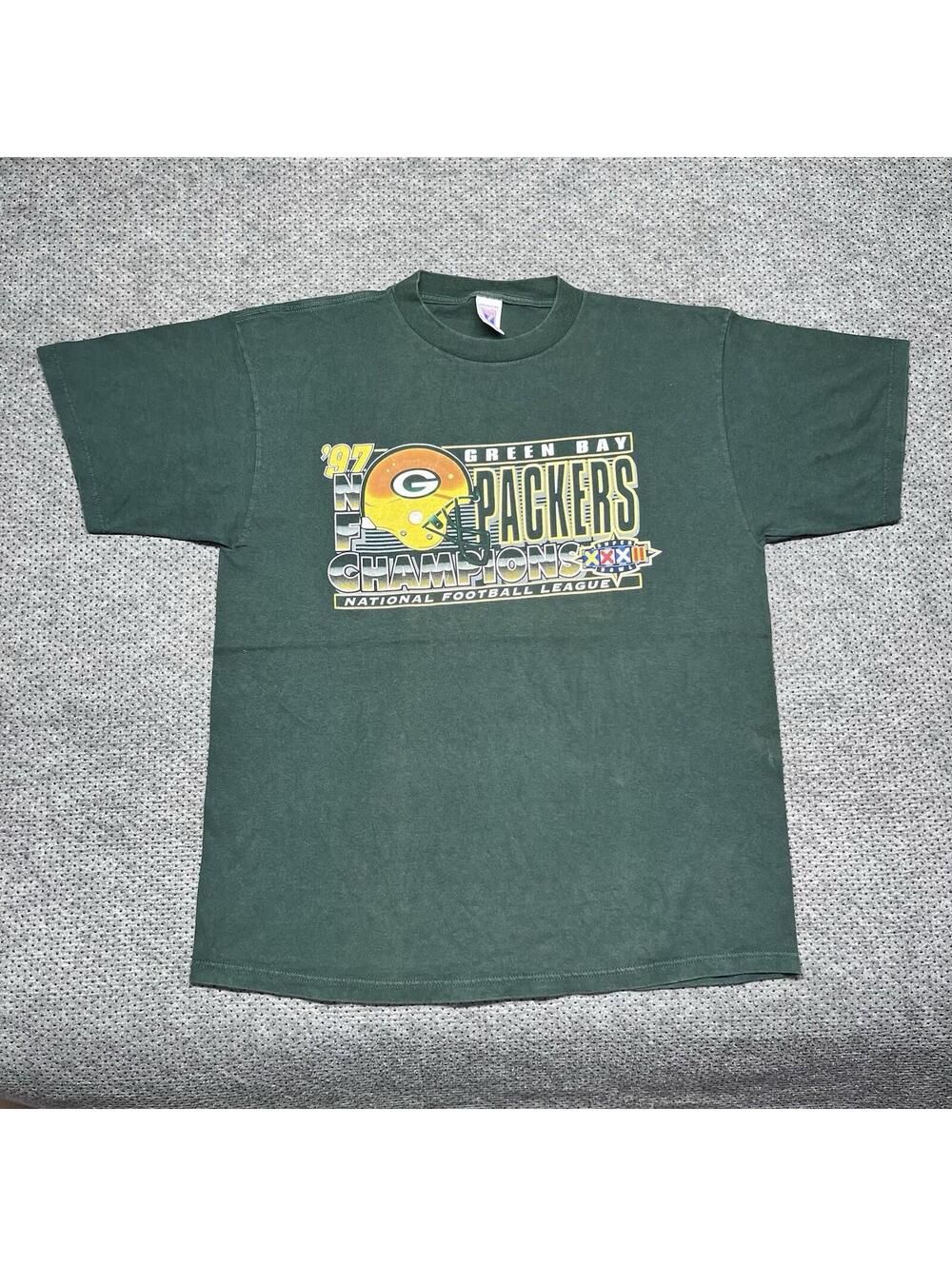 Vintage 1997 Green Bay Packers Super Bowl Champions T-Shirt XL Logo 7 RARE MENS